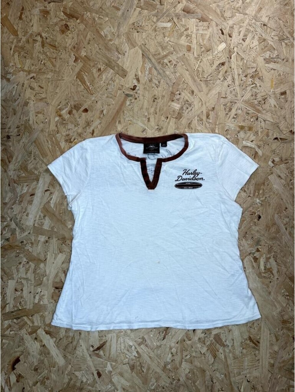 Harley Davidson Womens XL White Henley T-Shirt Short Sleeve Graphic Motorclothes